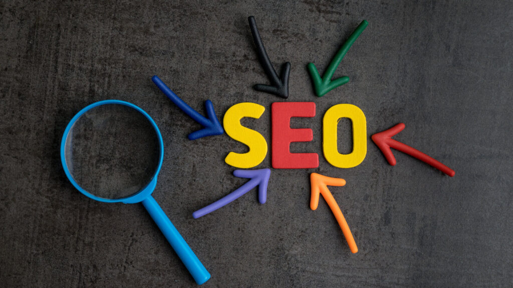 Image depicting colorful arrows representing SEO strategies and optimization, symbolizing the process of improving online visibility and search engine rankings.