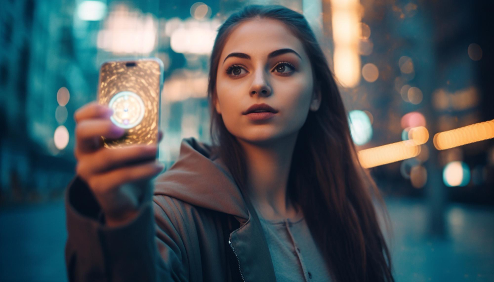 Social Media App Banality featured image showing girl holding phone in front of her taking pictures.